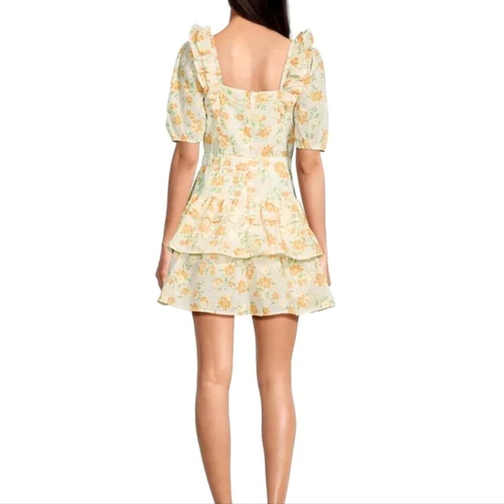 Adelyn Rae "Kerry" Eyelet Floral Printed Mini Dress- Size M - Like New - Picture 6 of 12